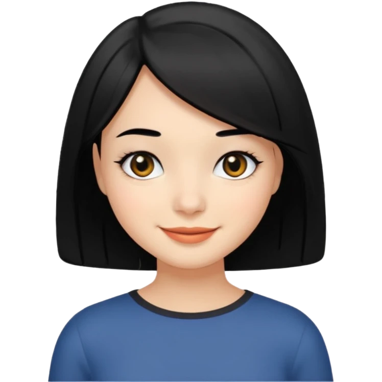 chica con pelo  negro y media melena y ojos negros emoji