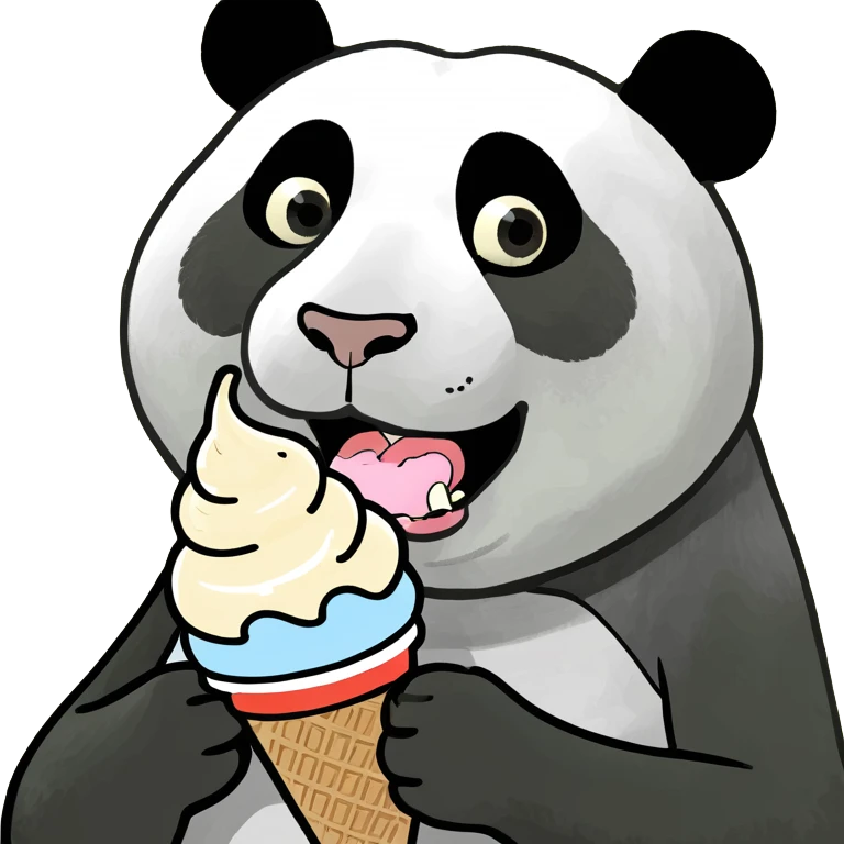 Panda eating ice cream emoji