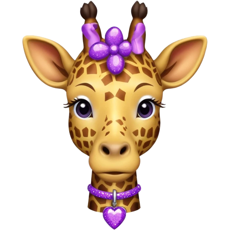 Girafa com colar roxo com glitter emoji