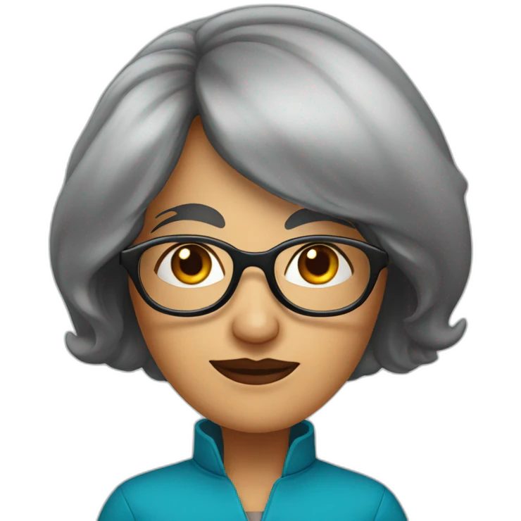 50 year old european women with black hair rond glasses emoji
