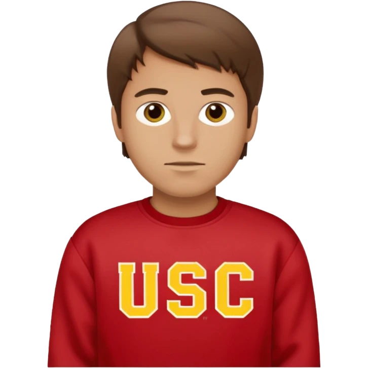 white man with brown hair in a red sweatshirt with USC in yellow letters emoji