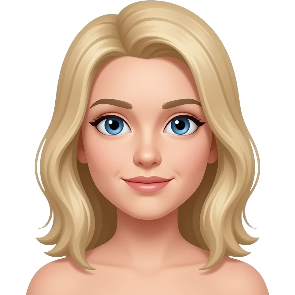 schulterlange blonde glatte haare, blaue augen emoji