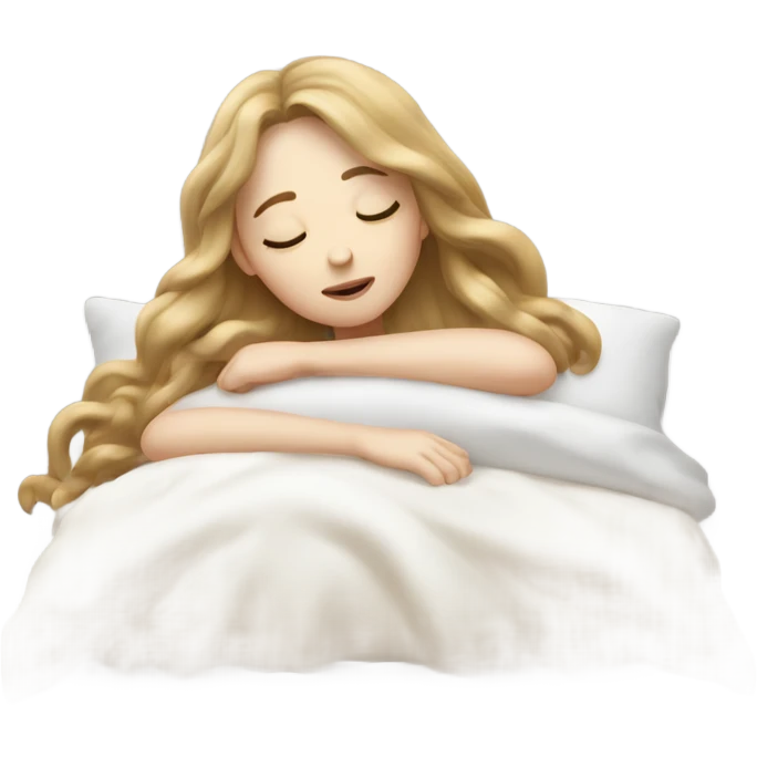 pale girl with long brunette hair sleeping emoji