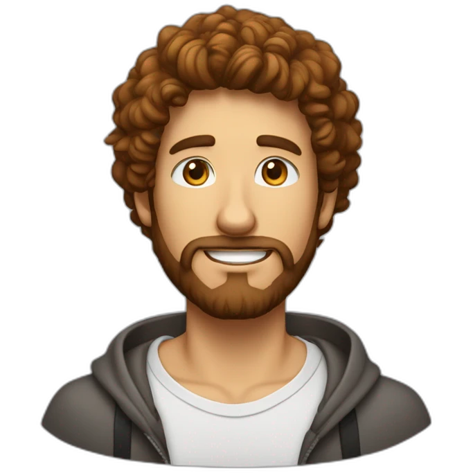 Étudiant cheveux brun avec une barbe rousse emoji