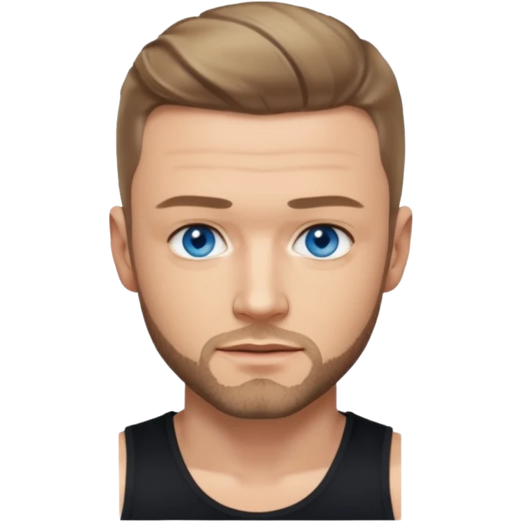 Justin Timberlake blue eyes, dark blonde hair, black tank top emoji