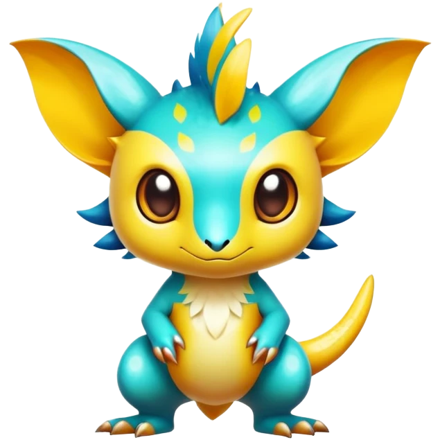 Exotic tropical shiny rare epic cute Fakémon-creature, full body, with random markings emoji