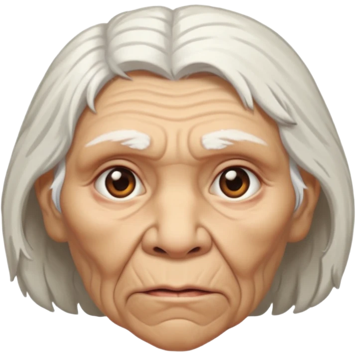 old woman Neanderthal with white hair emoji
