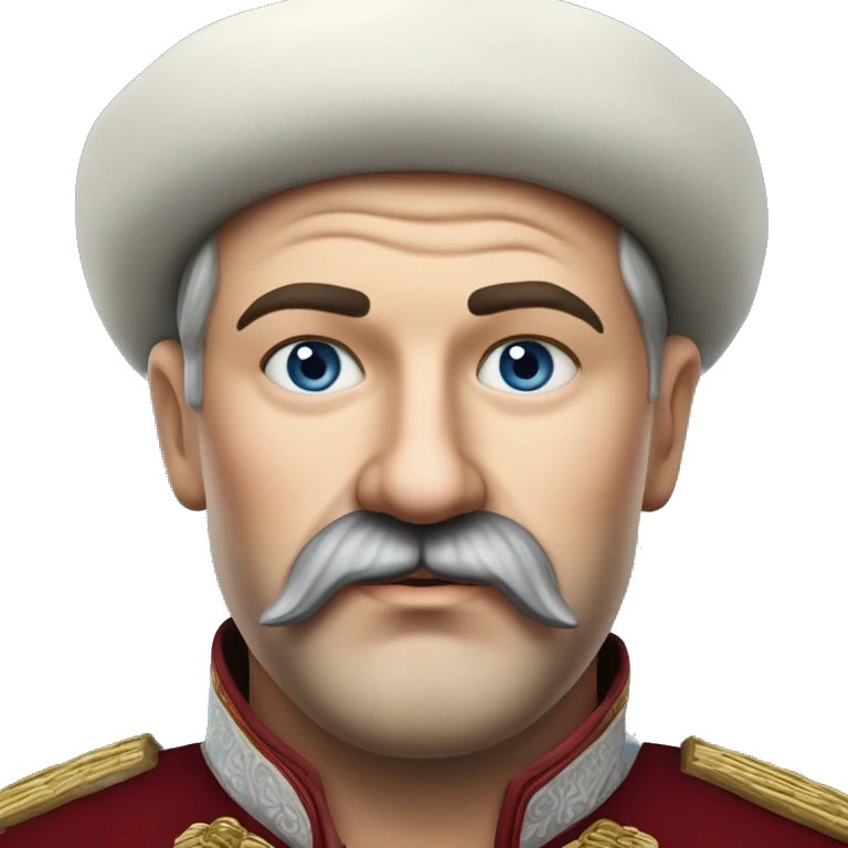 photorealistic white ukraine cossack with mustache and chub, portrait, ukraine ethnic clothing emoji