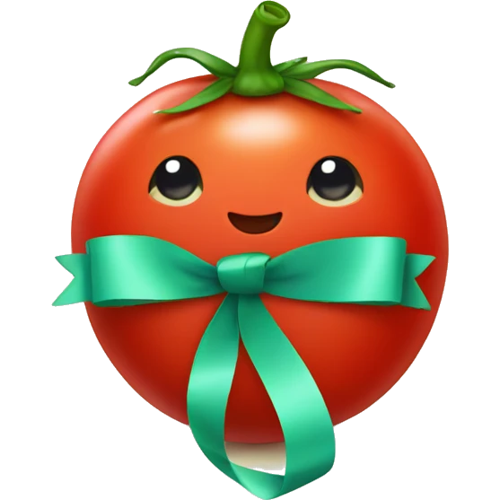 cute tomato with ribbon emoji