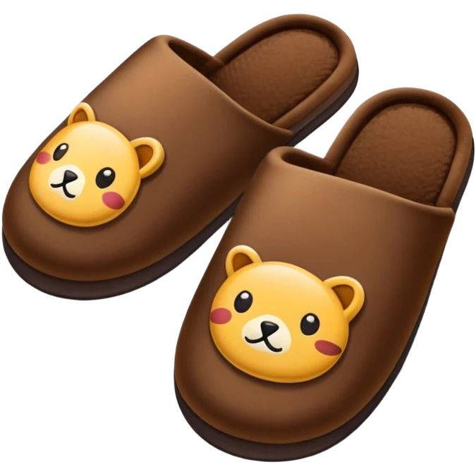 coffee brown comfortable house slippers emoji