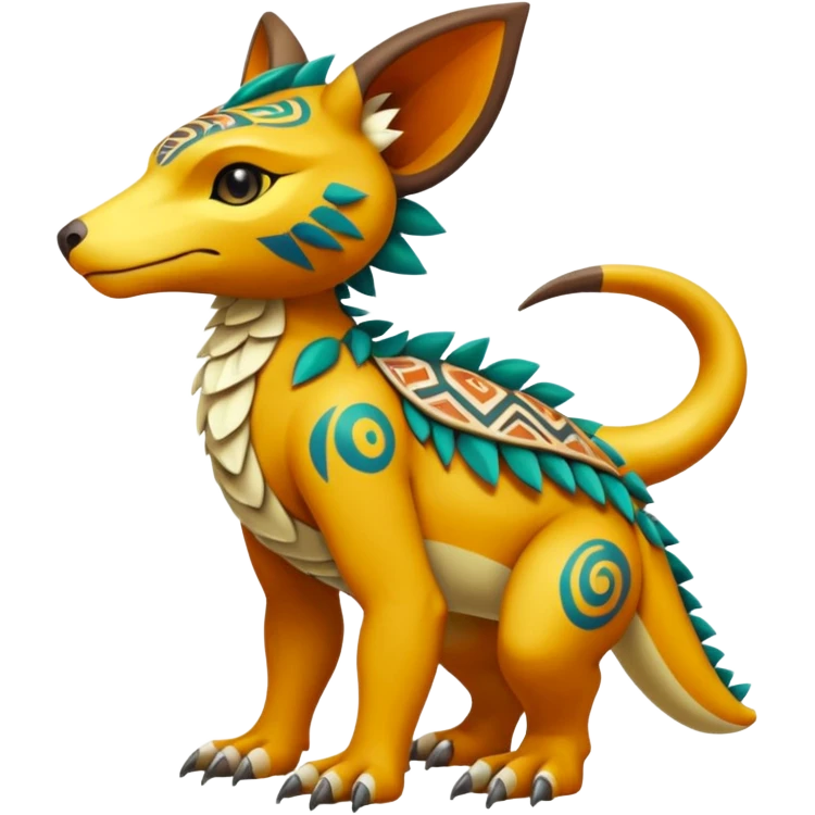 colorful lush tribal exotic patterned beautiful elegant pretty realistic Fakémon-Digimon-Fionbri-Trico-creature (full body) emoji