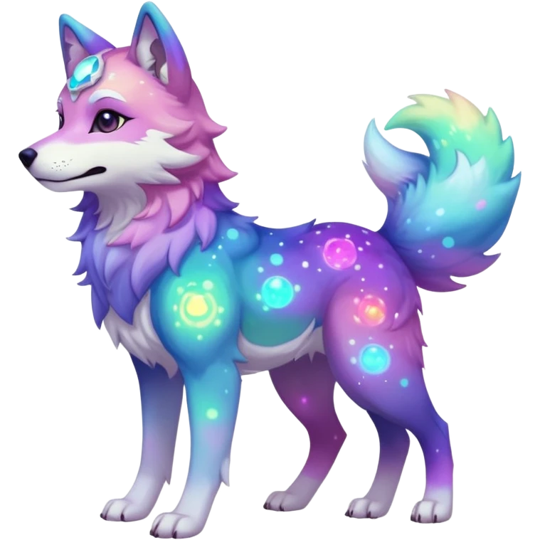 anthropomorphic anthro kawaii cute colorful shiny pastel nebula furry wolf-fursona furry (full body) emoji