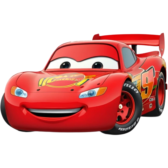 Lightning McQueen 95, red race car, winking, cartoon style emoji