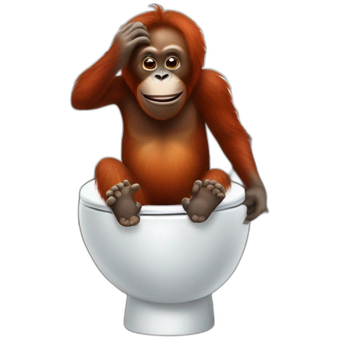 Orangutan on the toilet emoji