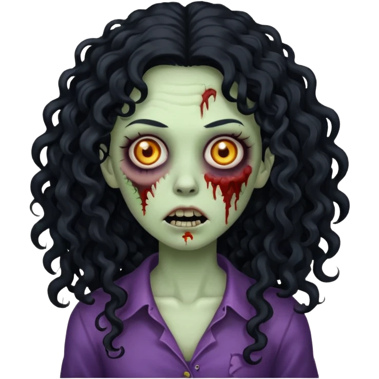 uma mulher zumbi de cabelo cacheado preto longo emoji