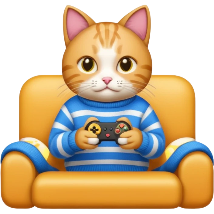 cat wearing a sweater playing video games emoji