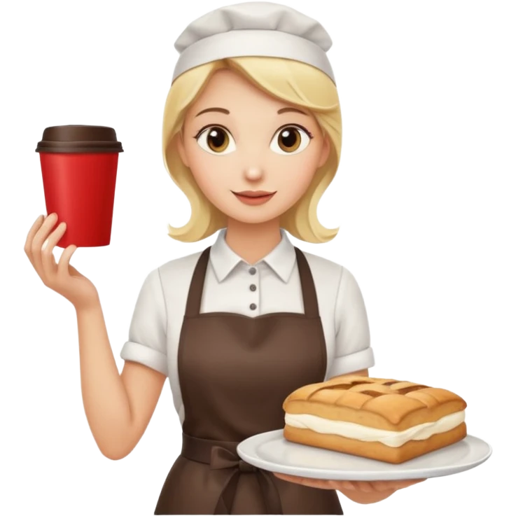 blonde Cafe waiter woman with tray emoji