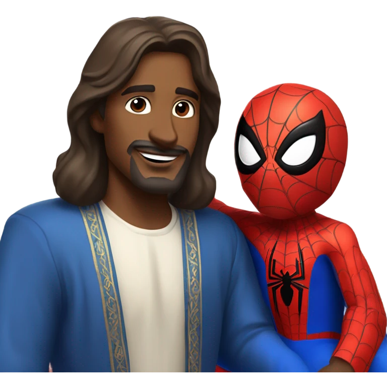 Spider-Man hugging Jesus emoji