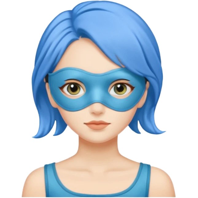 woman with a sleep eye mask and blue hair emoji