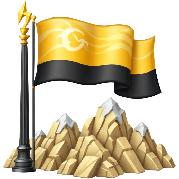 Design a rectangular emoji-style flag representing Mount Olympus, the realm of the gods. Include classic Greek elements such as golden clouds, marble pillars, and Zeus's lightning bolt.  emoji