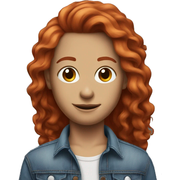 Long red haired adult with pic line jeans and long sleeve shirt  emoji