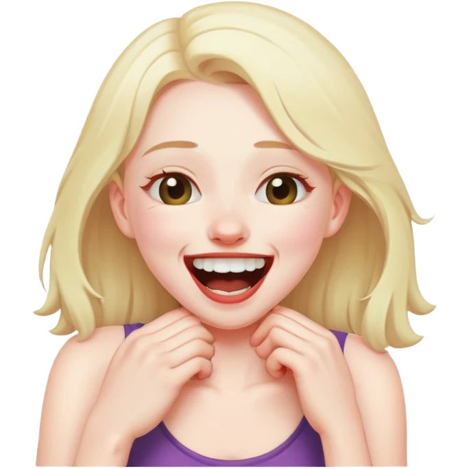 girl choking herself laughing  emoji