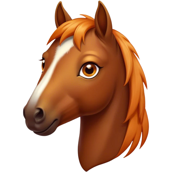 Cinematic Cute Bay Horse Portrait Emoji, Head tilted playfully and inquisitively, showcasing a glossy bay fur with a vibrant sheen and expressive amber eyes filled with curiosity, Simplified yet irresistibly adorable features, highly detailed, glowing with a warm, friendly glow, high shine, affectionate and spirited, stylized with a touch of whimsy, bright and endearing, soft glowing outline, capturing the essence of a mischievous yet loving horse, so playful it feels like it could prance out of the screen and into your arms! emoji