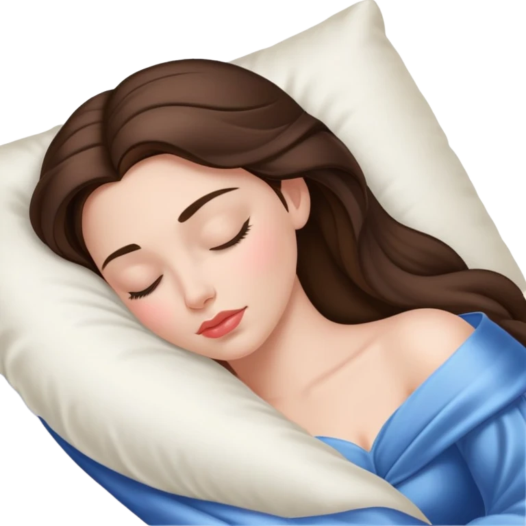sleeping beauty brunette white girl with a silk pillow emoji