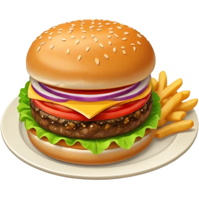 Draw a hamburger on a plate, isometric camera with high angle emoji