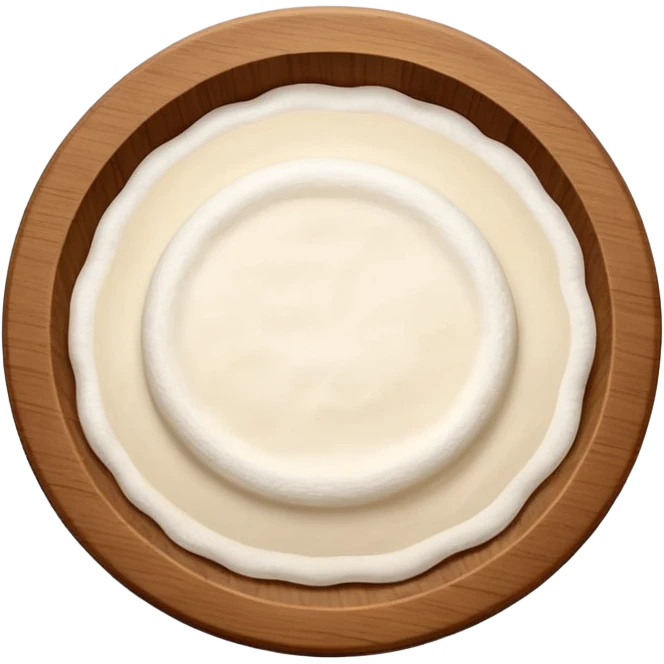 glutinous rice flour soaked in water on circular wooden plate with curved edges emoji