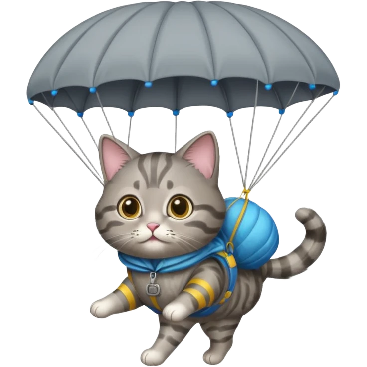 gray cat with parachute emoji