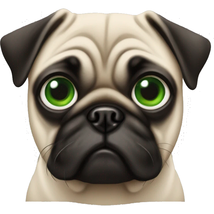 Pug with green eyes emoji