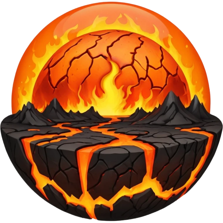 sphere globe planet, surface covered with lava and valley emoji