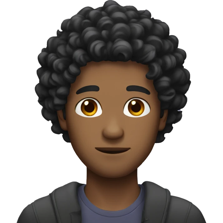 curly black hair man emoji