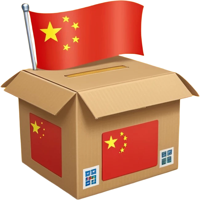 shipping box with China flag symbol emoji