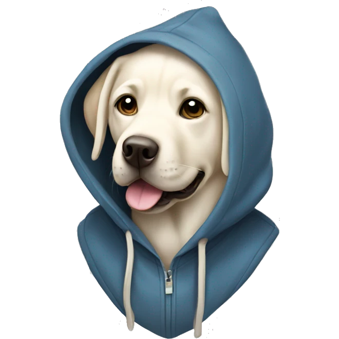 White Labrador wearing a hoodie emoji