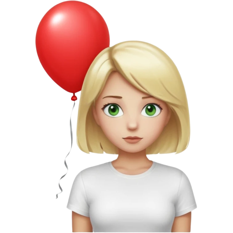 Un fille blonde au yeux vert je veut du mascara sur mais sil je veux un t-shirt blanc moulant et je veux un géant emoji