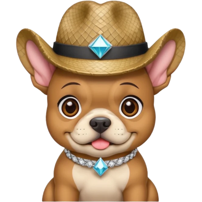 Frenchie with diamondback hat emoji