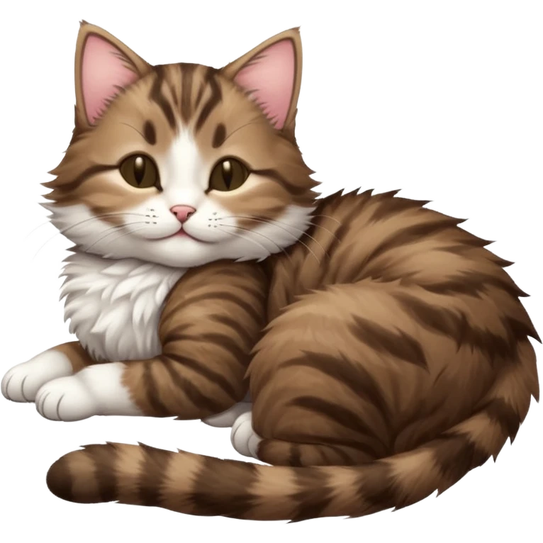 dark brown tabby and white kitten sleeping on its back emoji