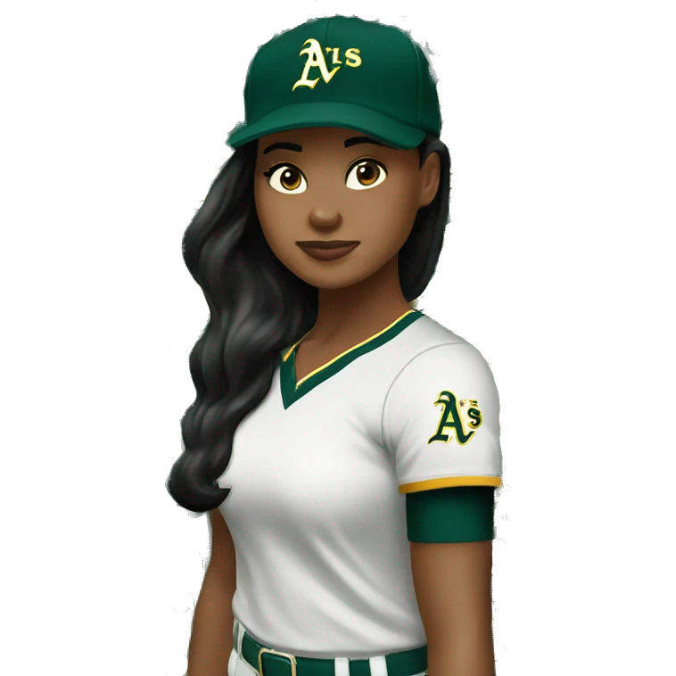 Oakland Athletics young woman black hair baseball cap emoji