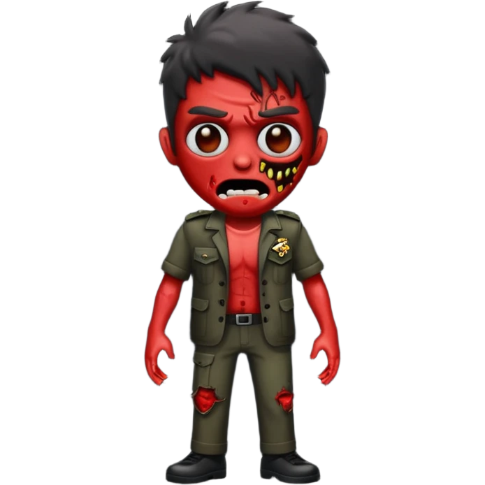 Emoji de zumbi masculino com a roupa preta e o fundo preto emoji