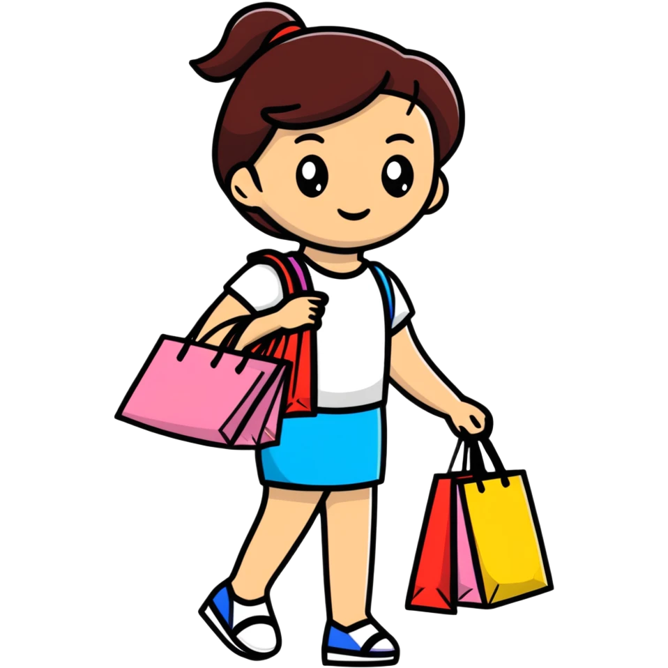 girl carrying shopping bags after shopping emoji