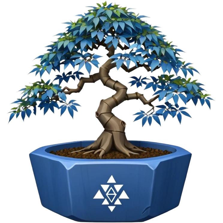 Japanese broken Icosahedron-shaped shallow dark bamboo blue maple tree bonsai pot emoji