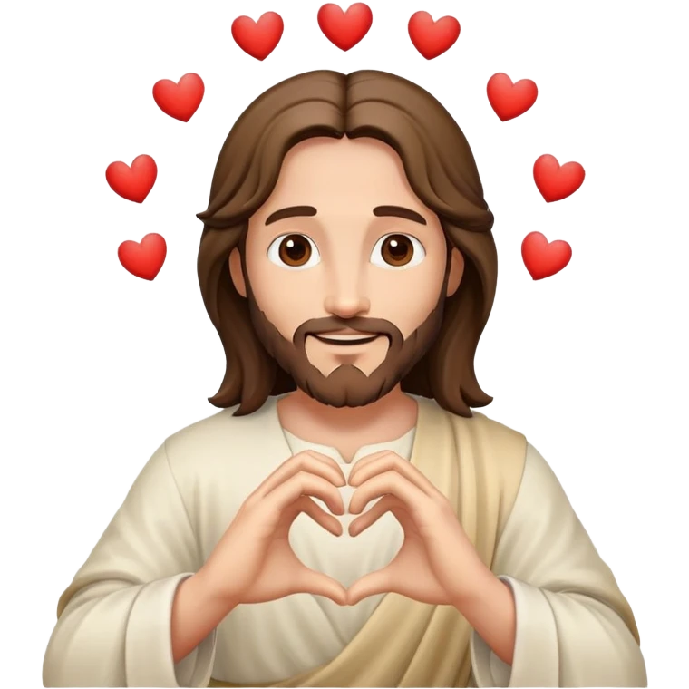 Joyful Jesus creating heart shape with hands emoji