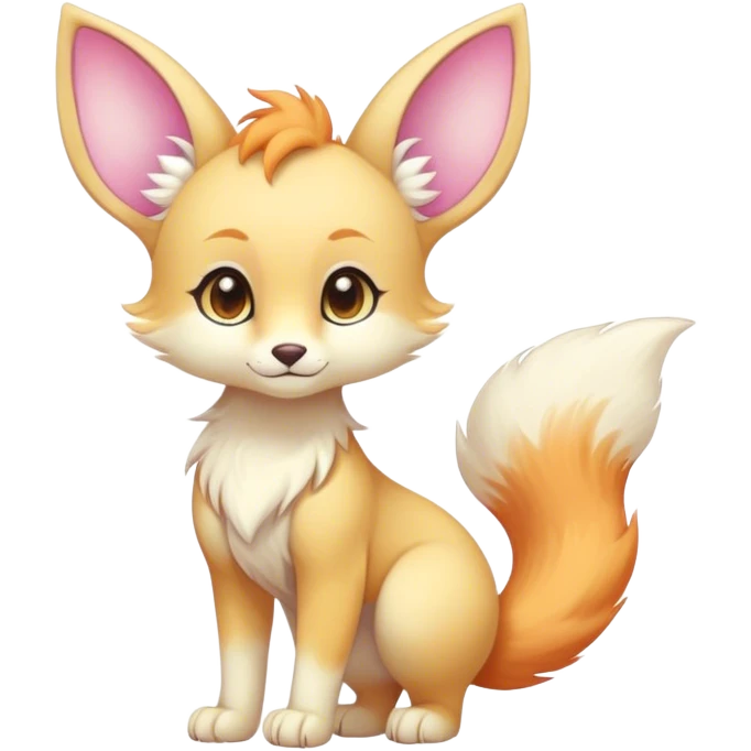 Kawaii bright colorful fantasy ethereal anthro fursona animal with a tufted tail and round ears emoji