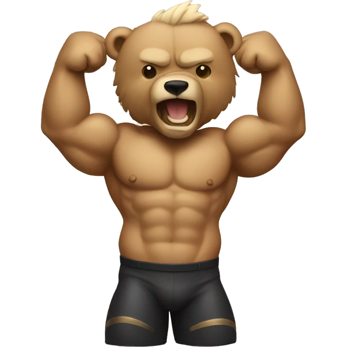 a trophie with a muscle bear body emoji