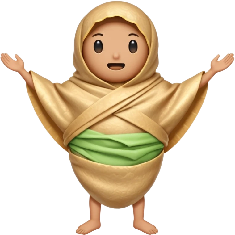A burrito with arms and legs and no face emoji