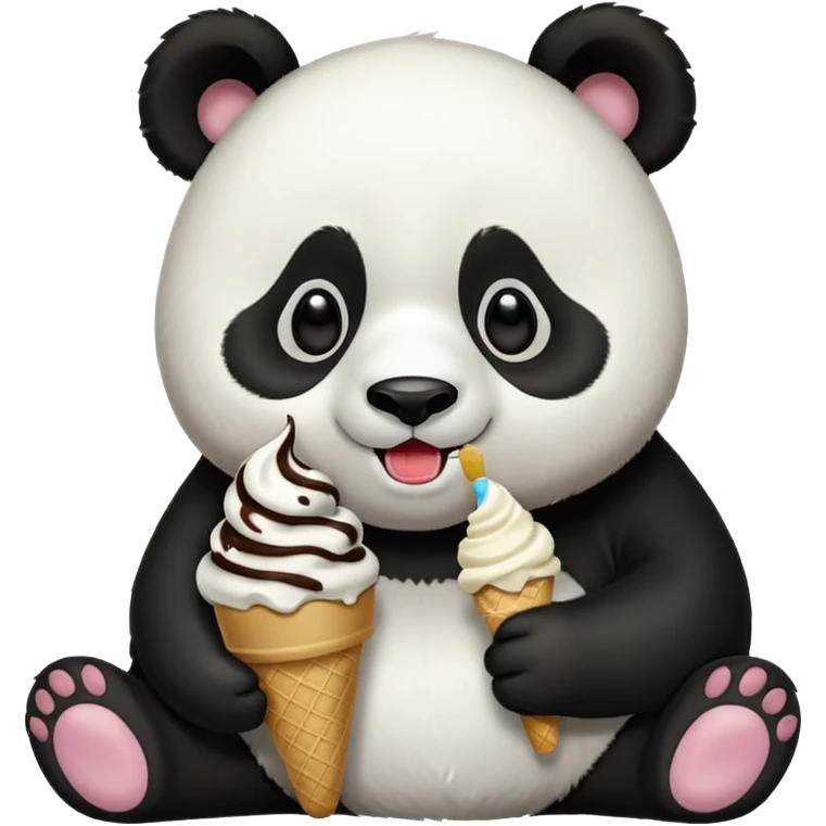 Panda eating ice cream emoji