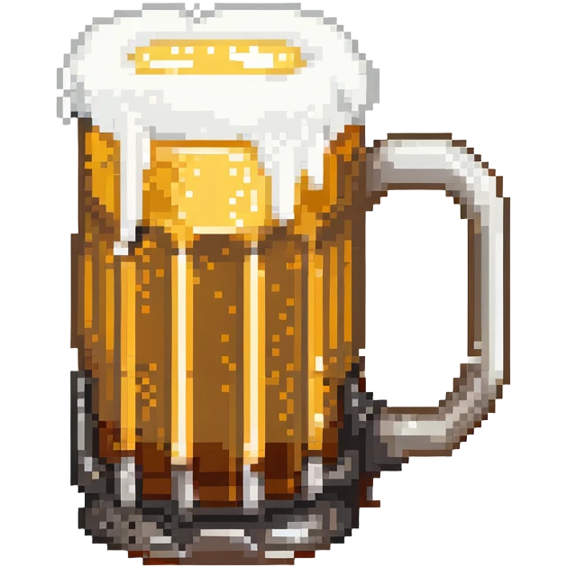 A pixelated mug of golden beer with white foam on top emoji