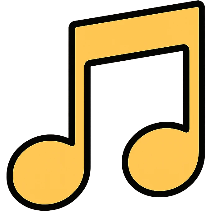 music icon in gold and black, outlined style emoji